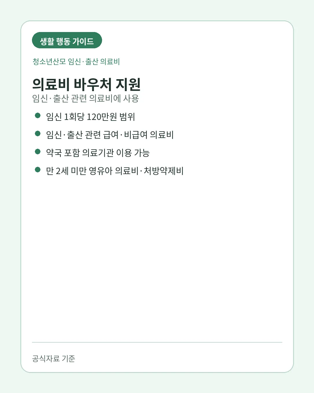 청소년산모 임신출산 국민행복카드 의료비 바우처