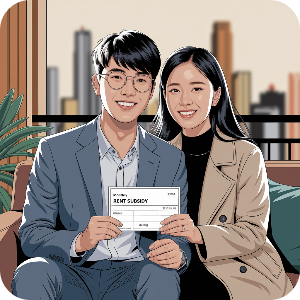 청년 월세 한시 특별지원금 받아 행복해하는 이미지