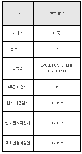 미국주식 선택배당 안내 ECC