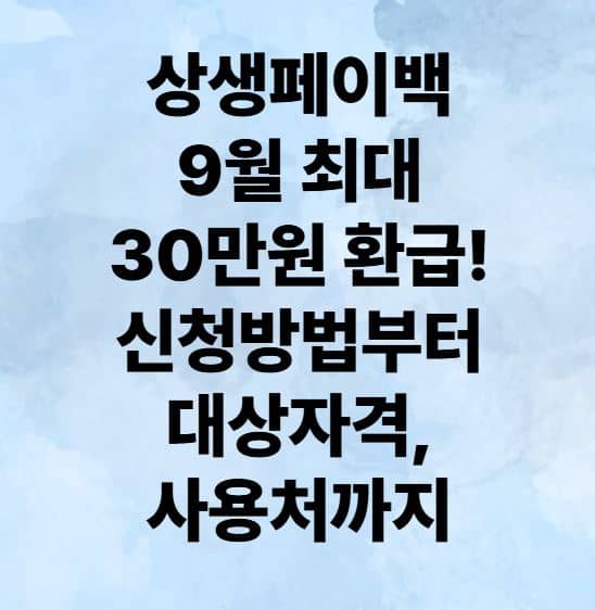 상생페이백 9월 최대 30만원 환급! 신청방법부터 대상자격, 사용처까지