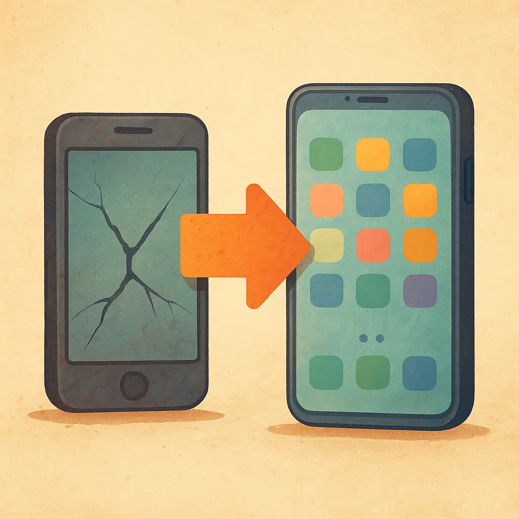 노후화된 스마트폰 교체 이미지