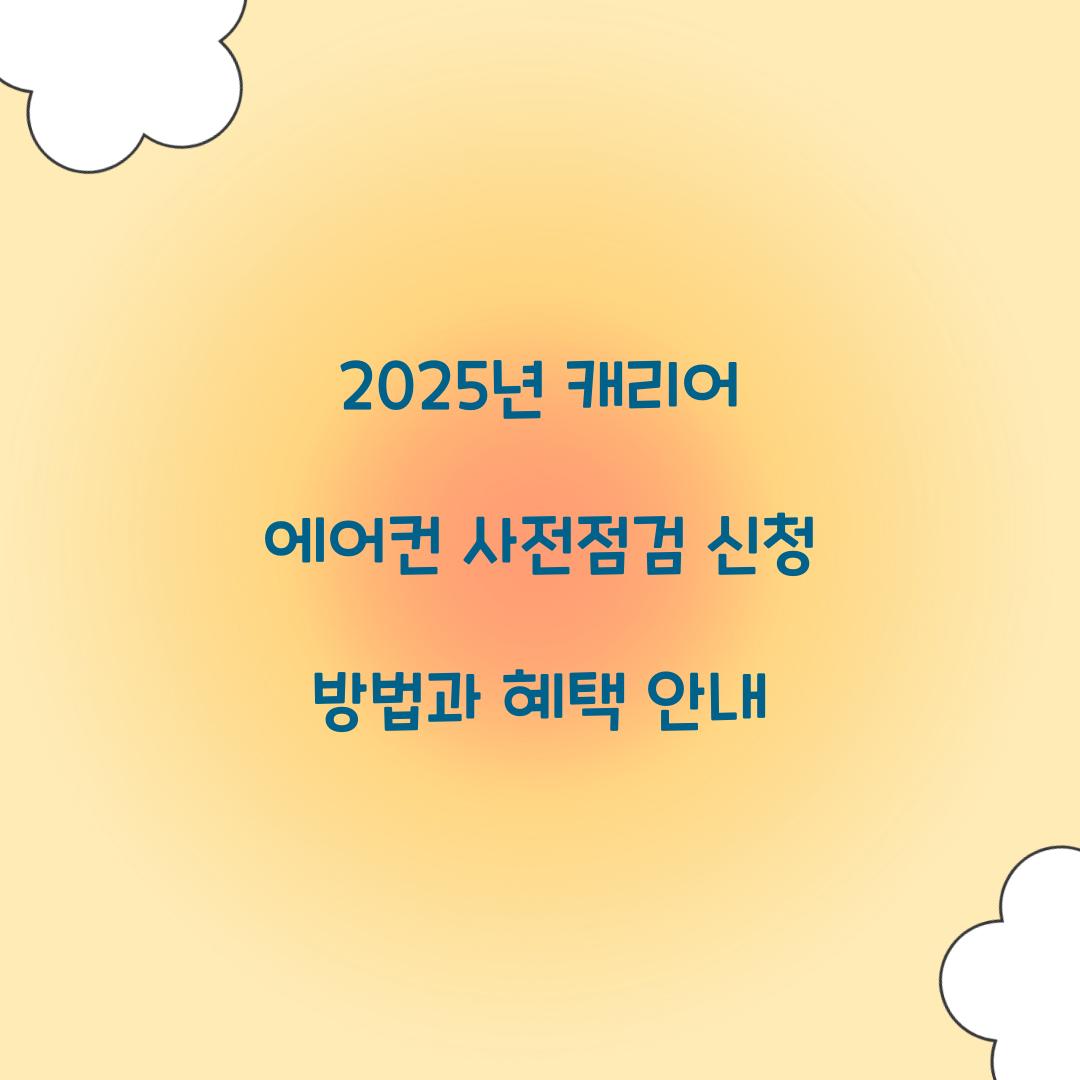2025년 캐리어 에어컨 사전점검