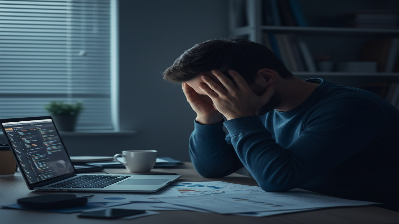 스트레스로 피로를 느끼는 현대인의 모습