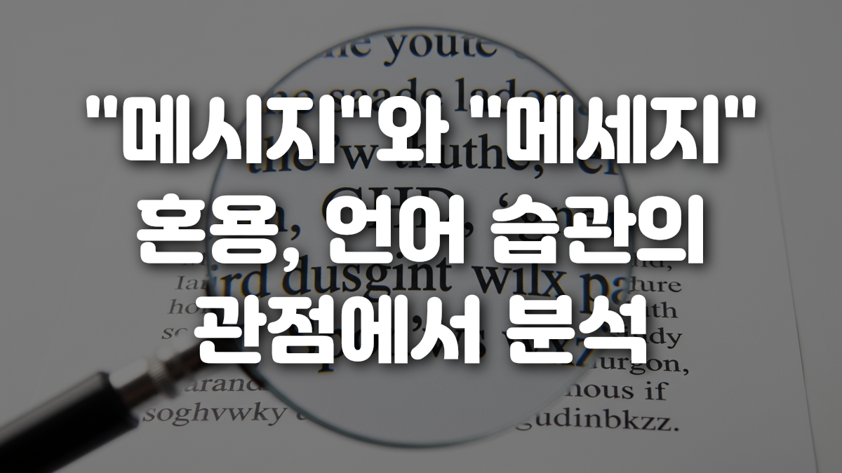 메시지 와 메세지 혼용 언어 습관의 관점에서 분석