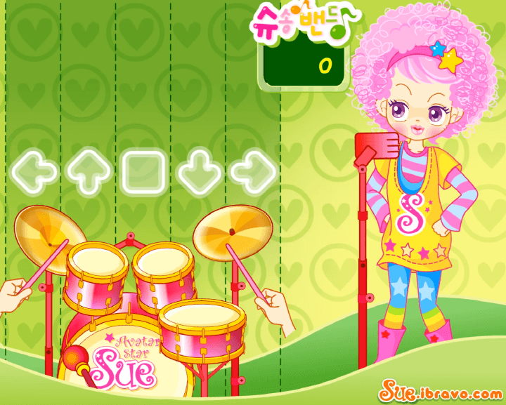 슈송-밴드-리듬-플래시게임-시작-화면