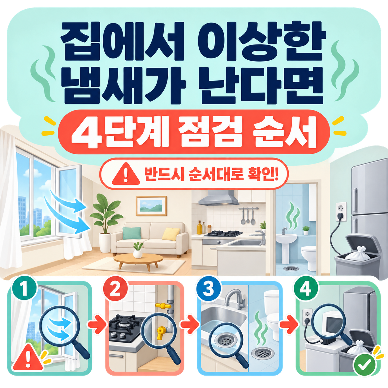 집에서 갑자기 이상한 냄새가 날 때 반드시 지켜야 할 4단계 점검 순서