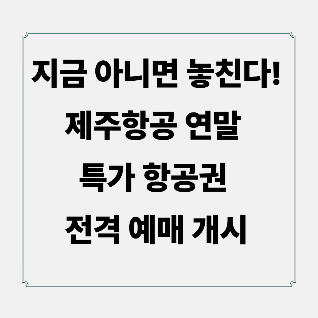 지금 아니면 놓친다! 제주항공 연말 특가 항공권 전격 예매 개시