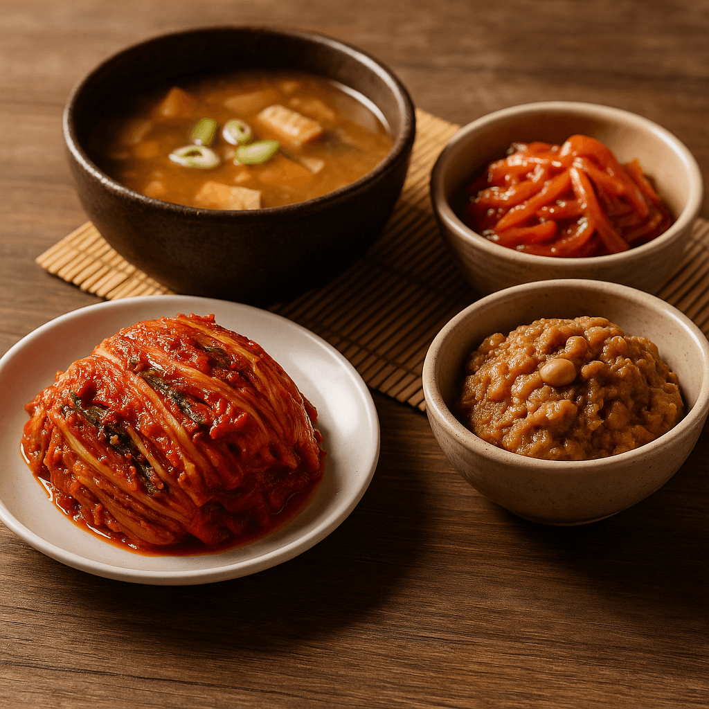 한국 전통 발효식품이 담긴 밥상(출처:자체제작)