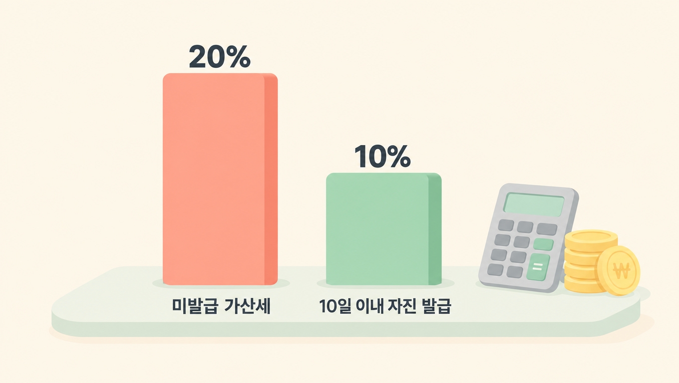 현금영수증 미발급 가산세 20%, 10일 이내 자진 발급 시 10%