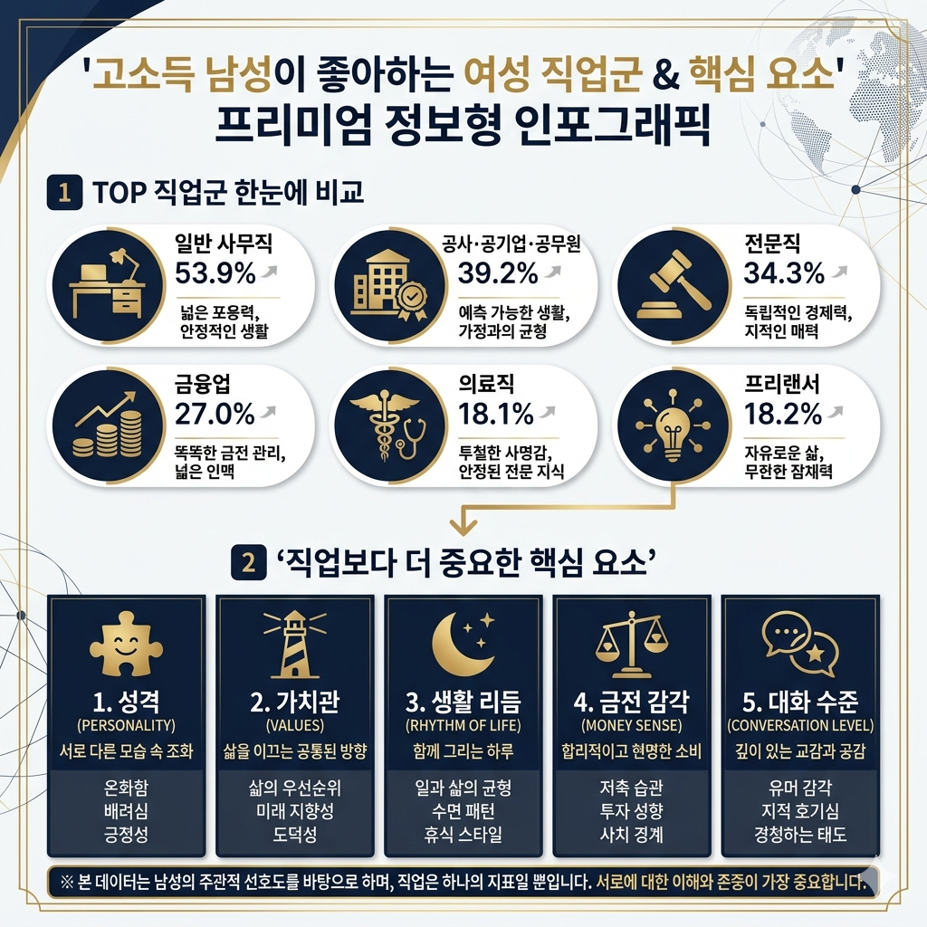 고소득 남성이 좋아하는 여성 직업군 인포그래픽