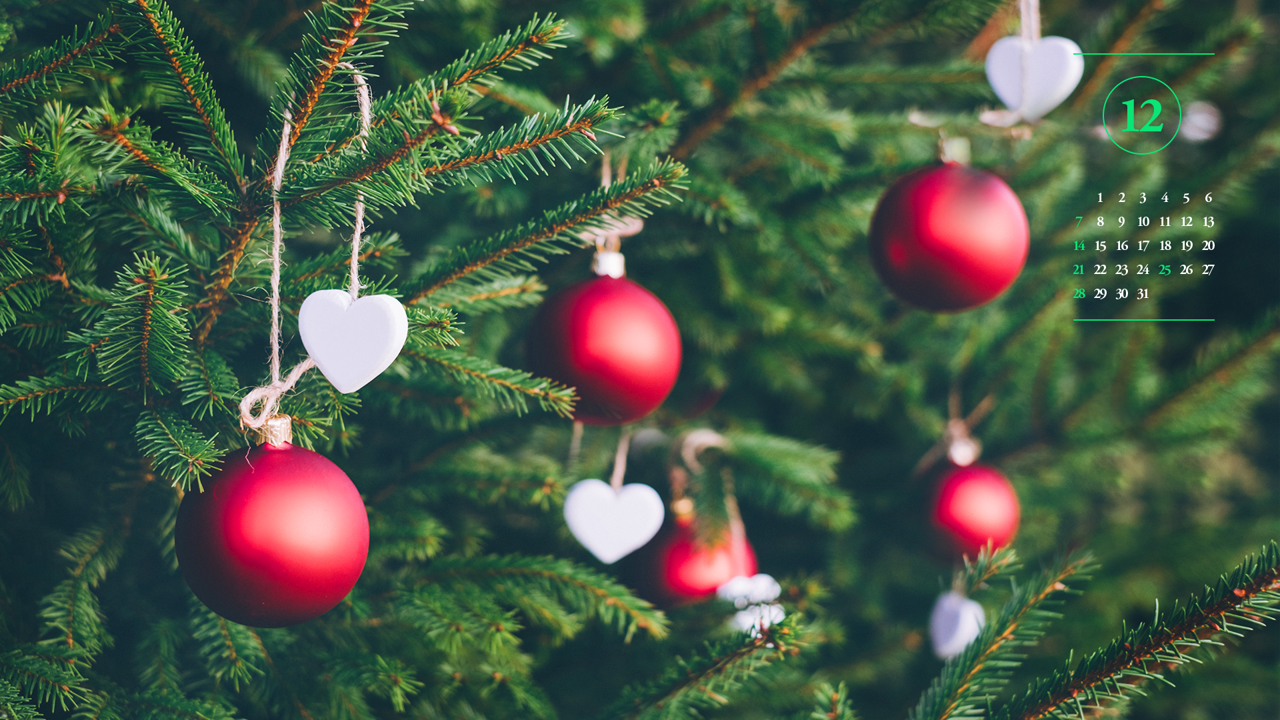 01 크리스마스 트리 장식볼 A - 2025년12월 노트북배경화면