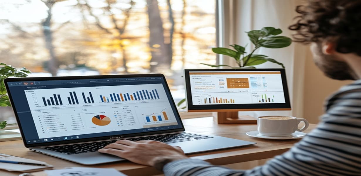 수익형 블로그를 운영 중인 프리랜서의 작업 공간 이미지