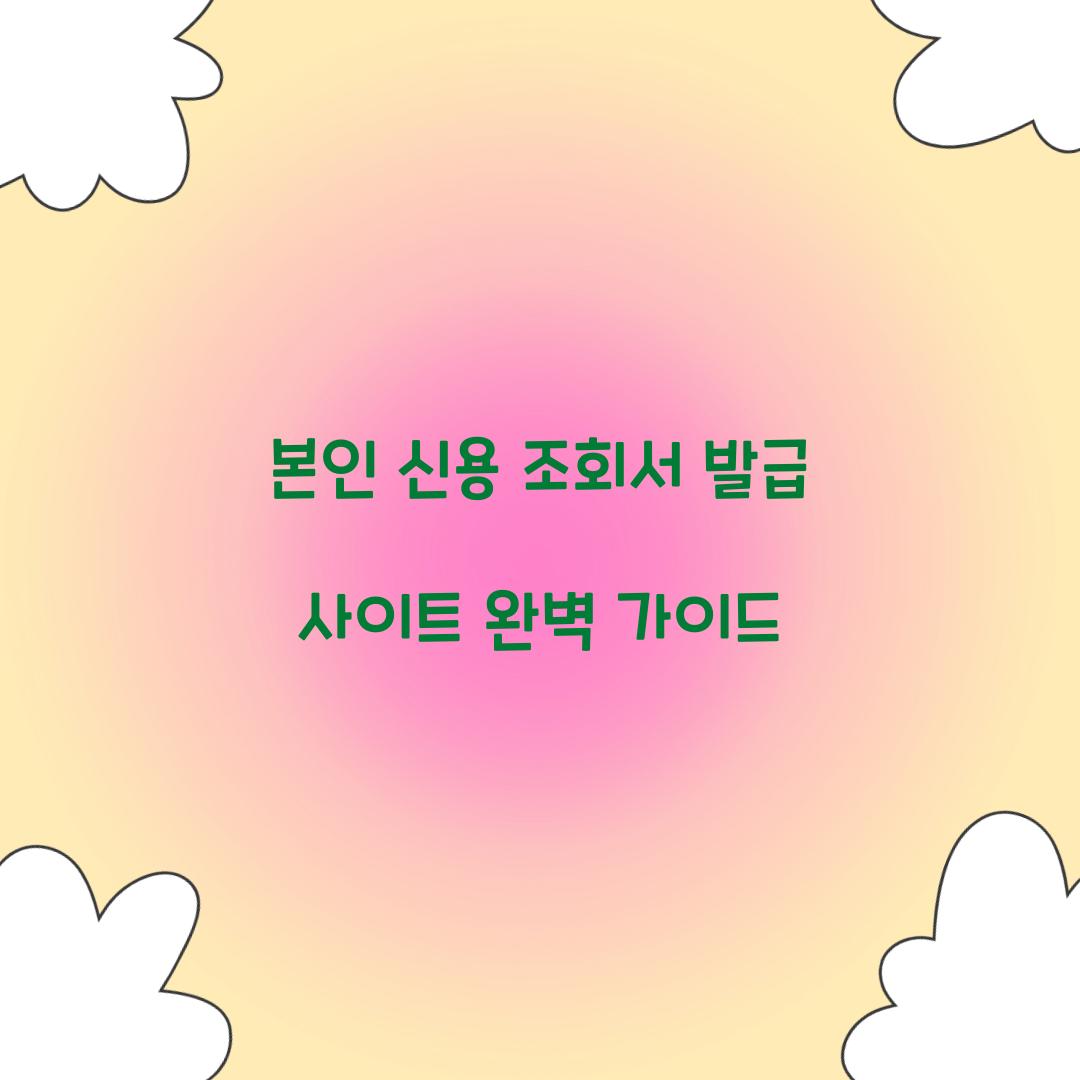 본인 신용 조회서 발급 사이트
