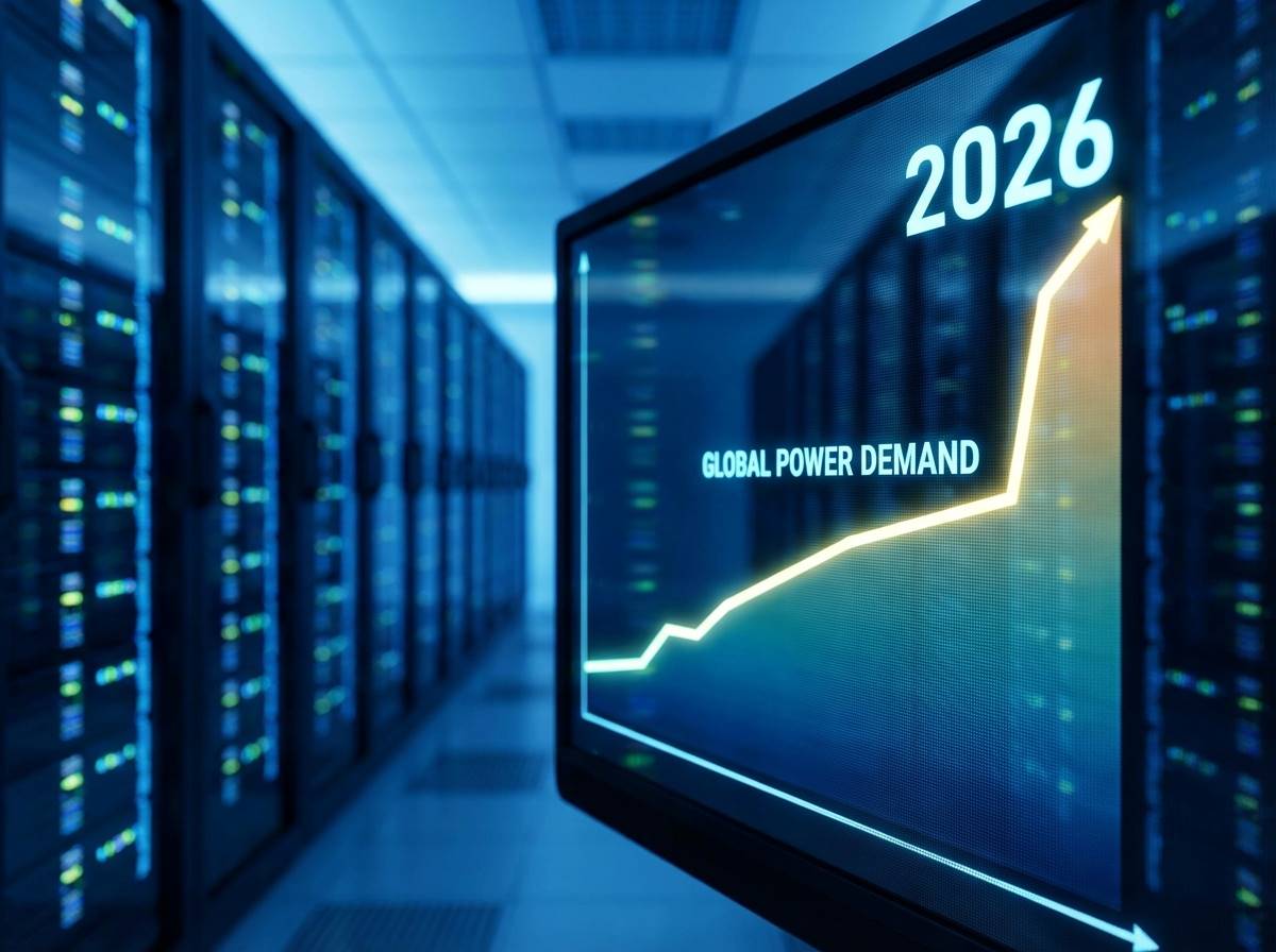 2026년 글로벌 전력 수요가 가파르게 상승하는 우상향 꺾은선 그래프