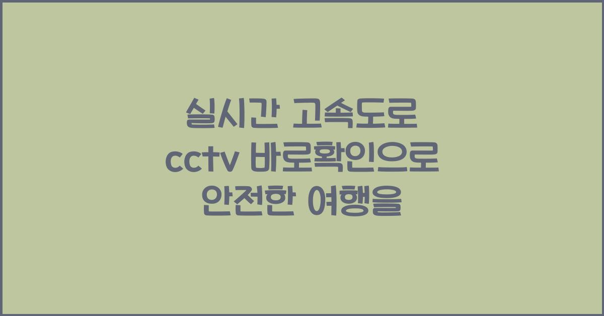 실시간 고속도로 cctv 바로확인