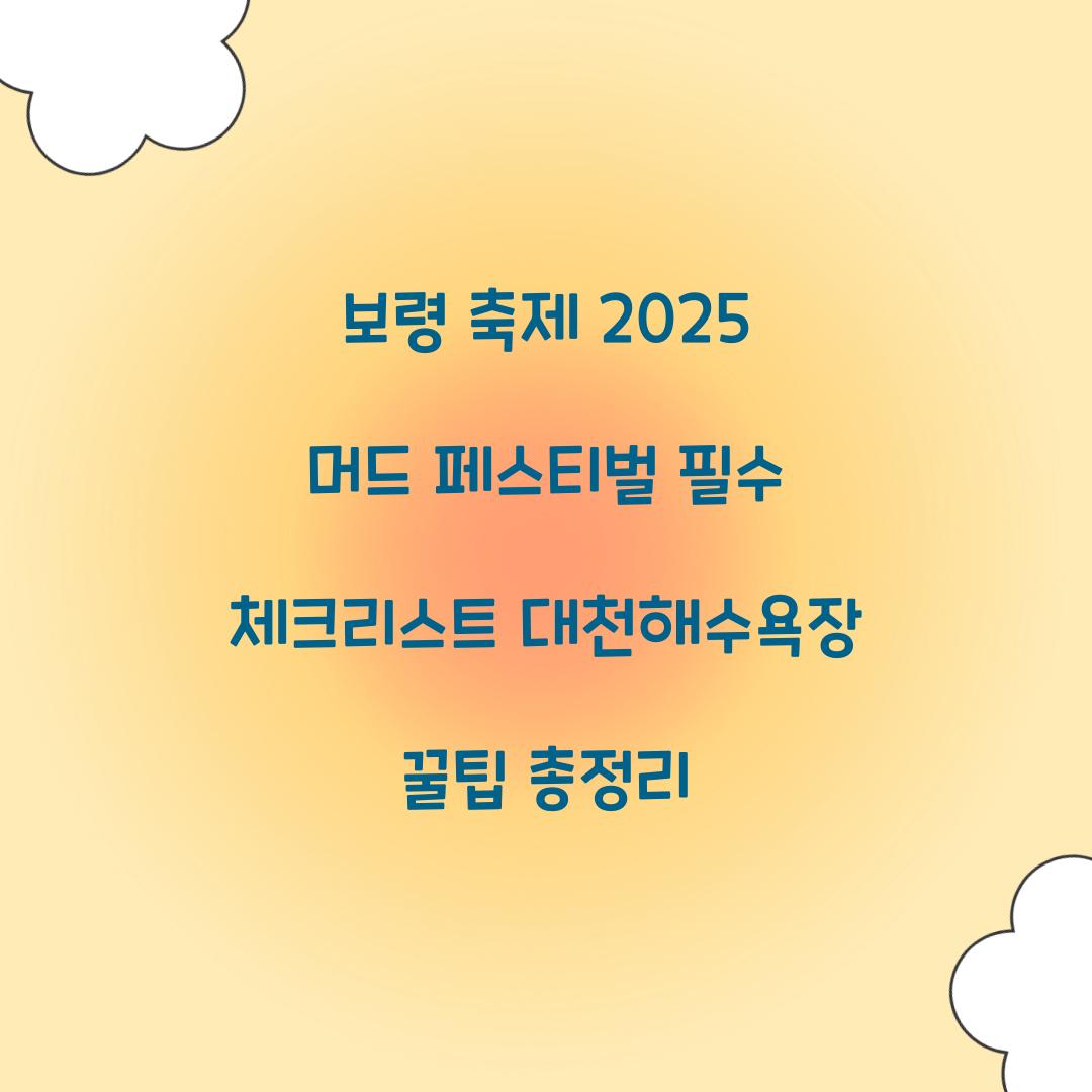 보령 축제 2025 머드 페스티벌
