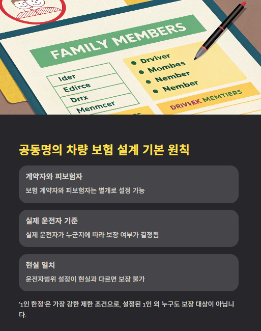 공동명의 차량 보험 설계 기본 원칙