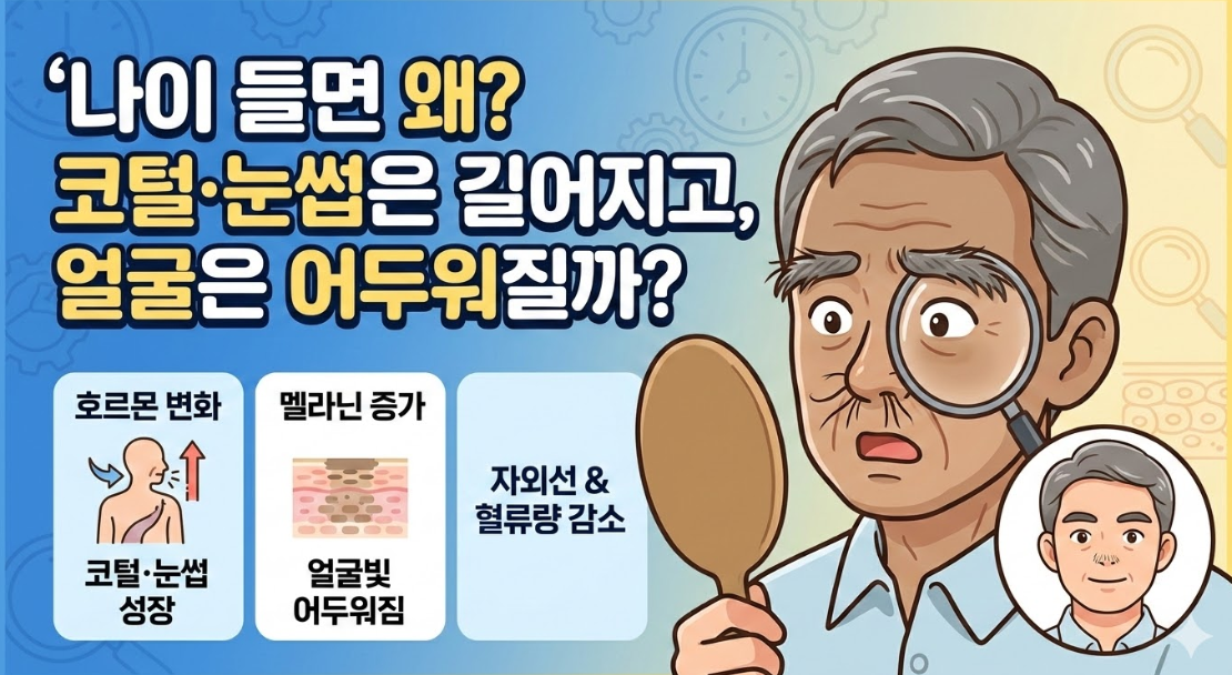 나이 들수록 코털&middot;눈썹은 왜 더 자라고, 얼굴빛은 왜 어두워질까?