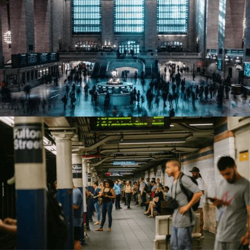 출근 하는 바쁜 현대인들