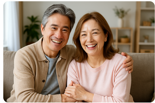 황금기를 맞이한 중장년 부부의 행복한 미소