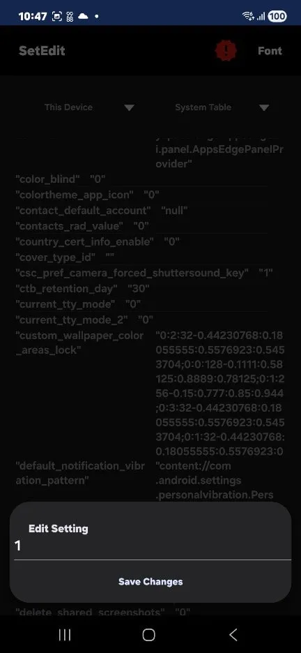 루팅 없이 갤럭시 카메라 무음 SetEdit 실행 값 변경