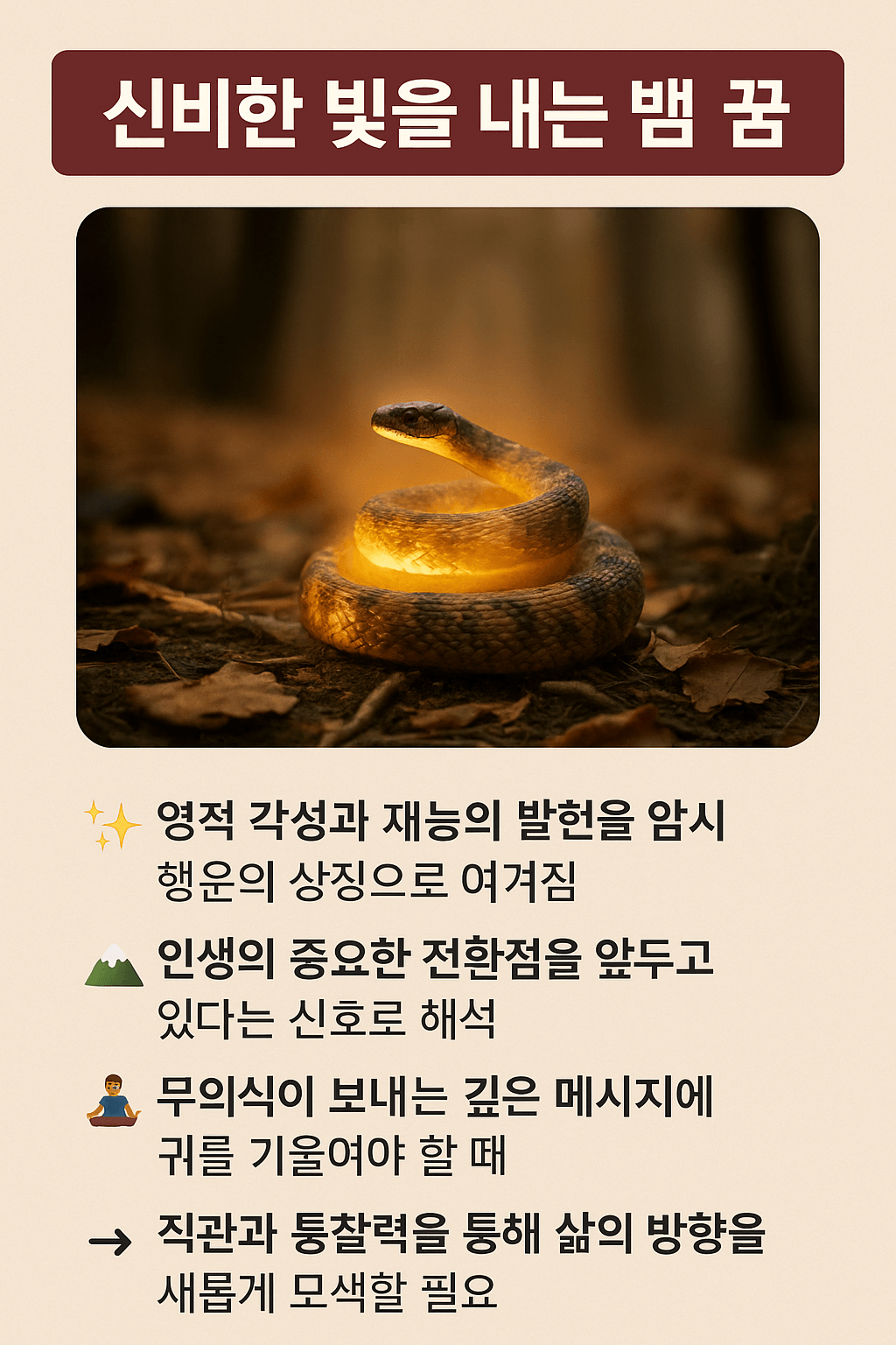 신비한 빛 뱀 꿈해석