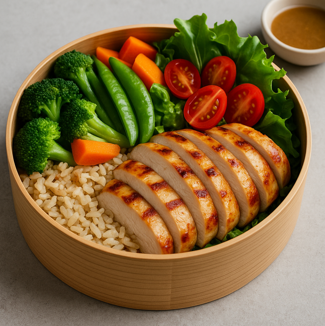 채소와 닭가슴살이 보이는 사진