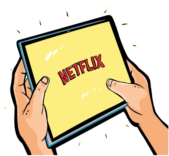 넷플릭스를 패드로 보는 그림
