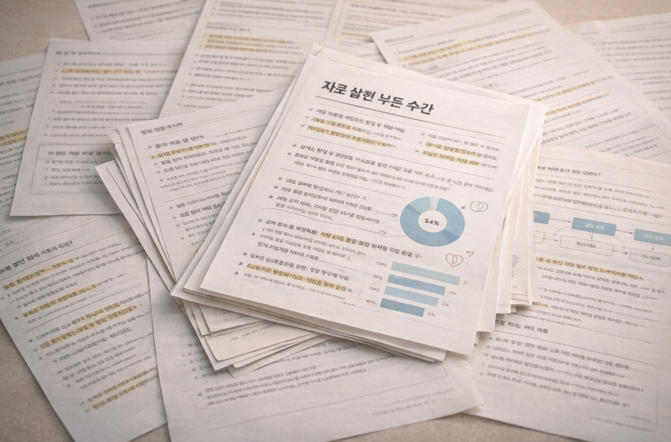 차별성 없는 정보 요약형 콘텐츠 구조 이미지