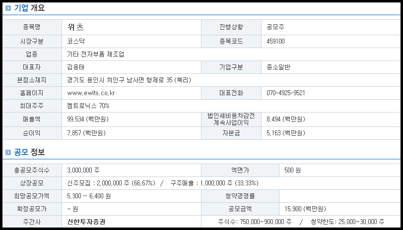 위츠 기업 개요 및 공모 정보