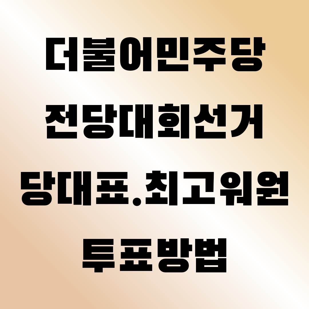 더불어민주당 당대표 티비토론회 투표방법 선거일