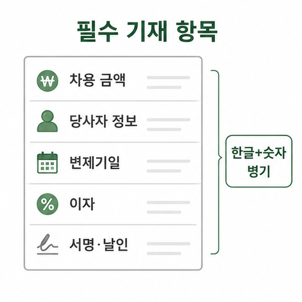 차용증 필수 기재 항목 안내