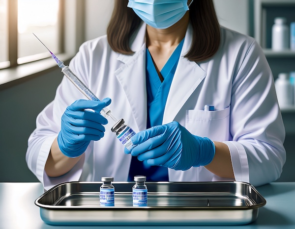 폐렴구균 예방접종 전용 백신과 주사기