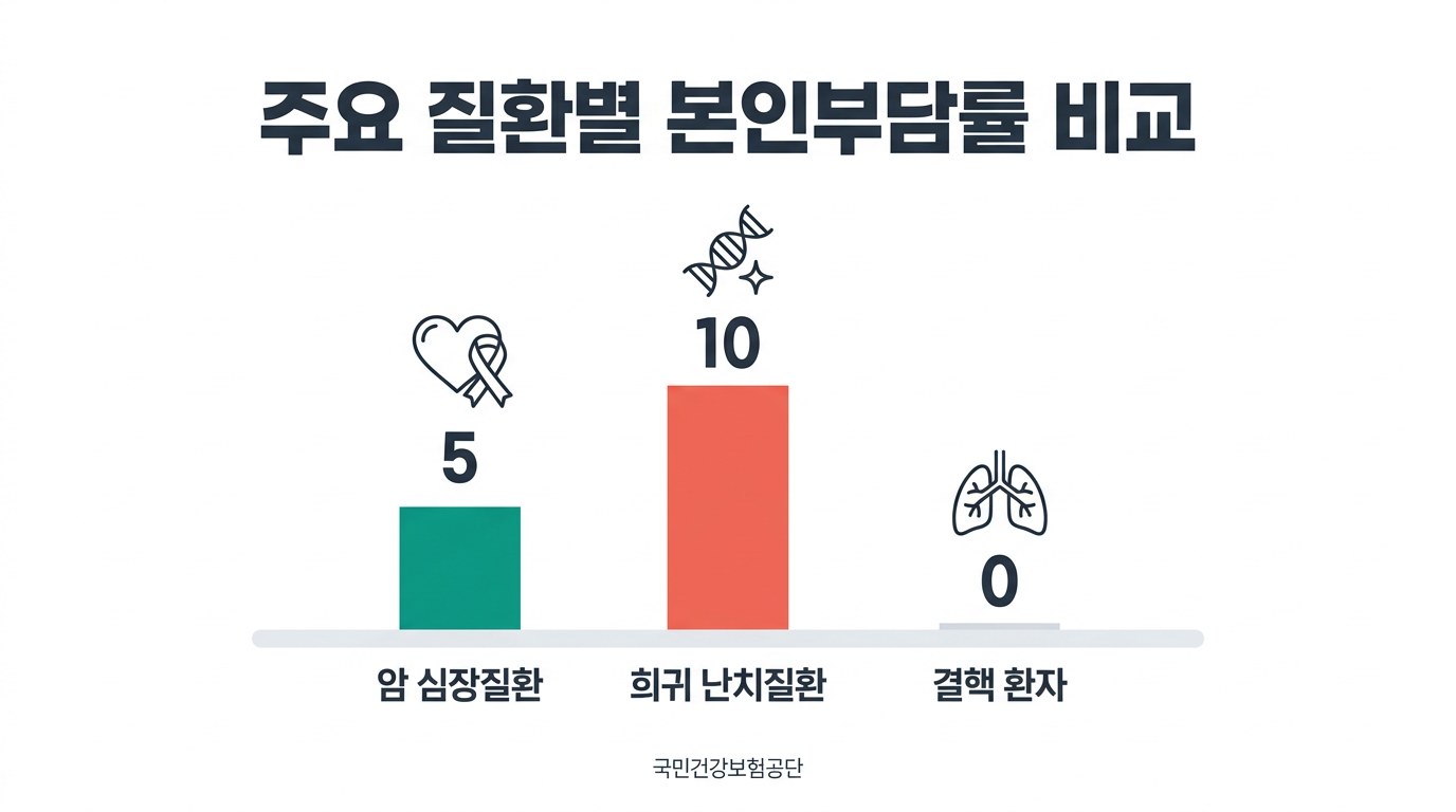 산정특례 신청 주요 질환별 본인부담률 비교