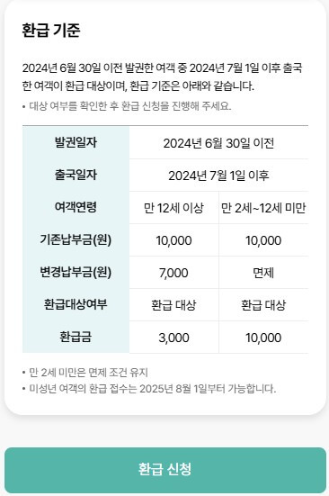 출국납부금환급서비스 홈페이지