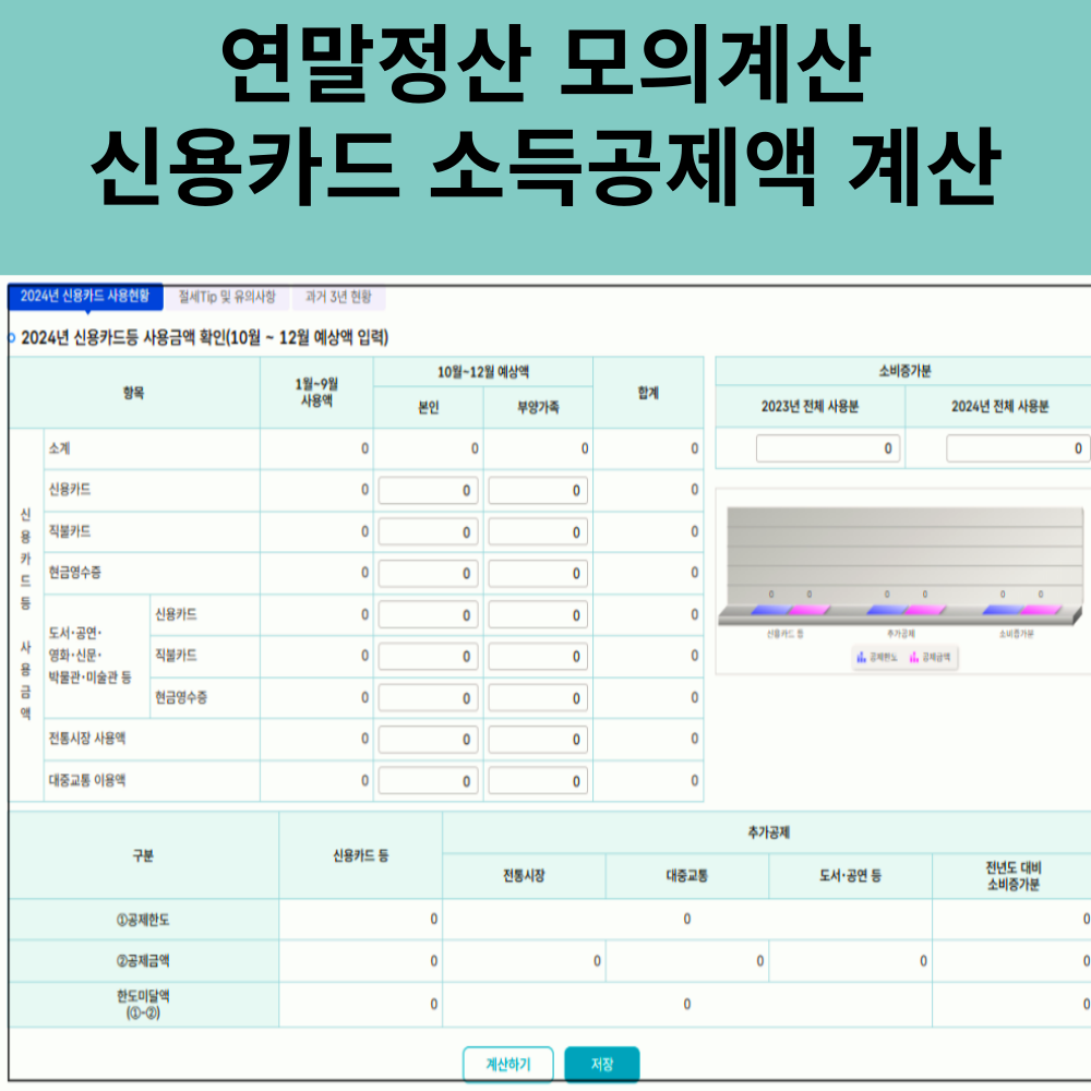 2024 직장인 연말정산 모의 계산기 미리보기