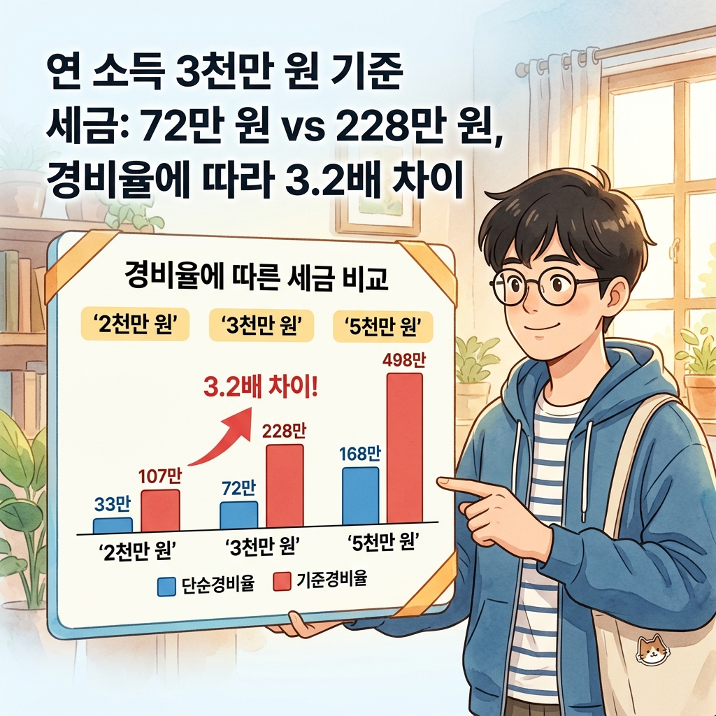 프리랜서 소득별 단순경비율 기준경비율 세금 비교 시뮬레이션