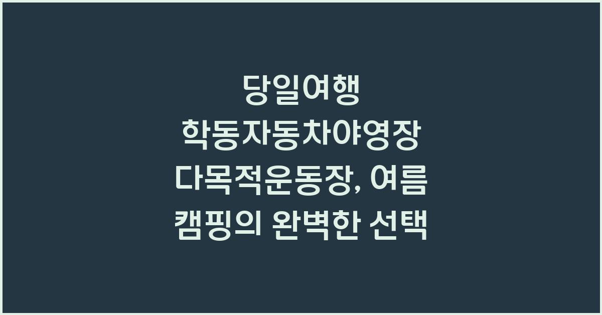 당일여행 학동자동차야영장 다목적운동장