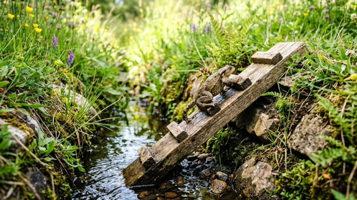 두꺼비 스스로 탈출할 수 있도록 설치된 친환경 배수로 탈출 시설