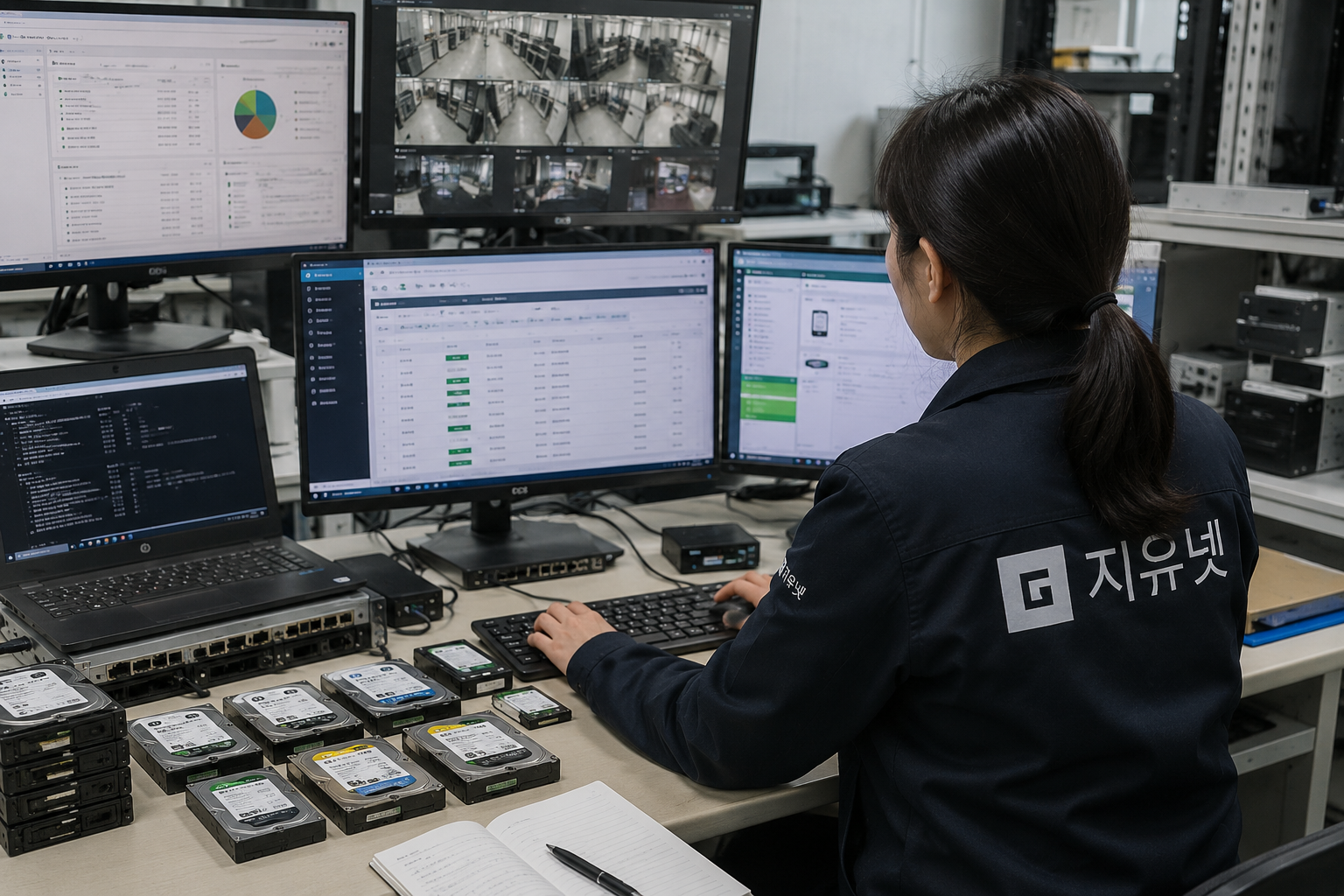 별도 보관된 백업디스크와 외장 저장장치의 이력을 현장에서 확인하는 모습