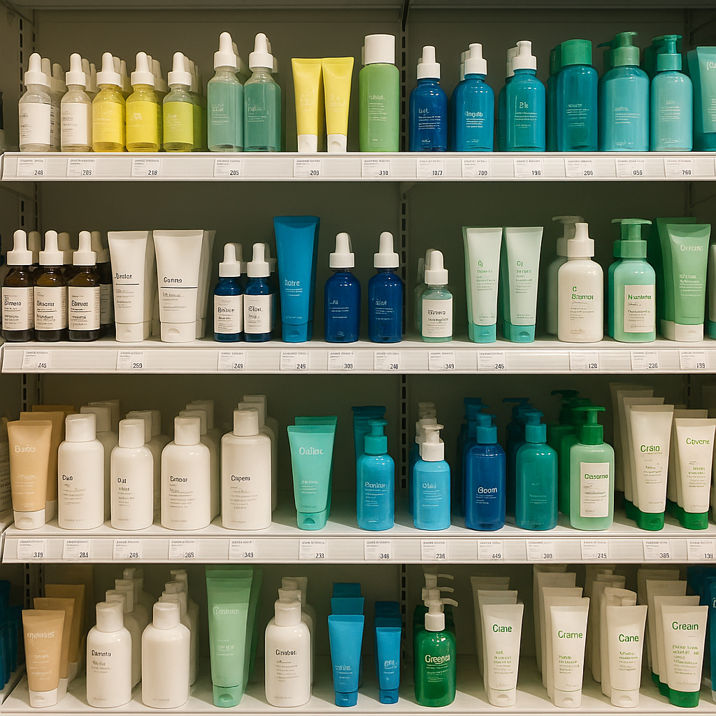 제품이 전시된 드러그스토어