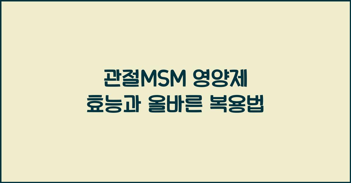 관절MSM 영양제