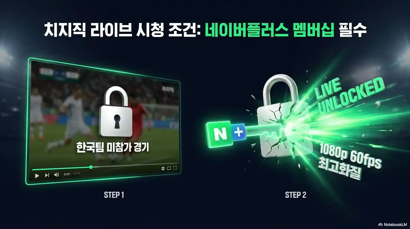 치지직 월드컵 라이브 시청 조건 - 한국팀 미참가 경기는 네이버플러스 멤버십 필수, 1080p 60fps 최고화질 제공