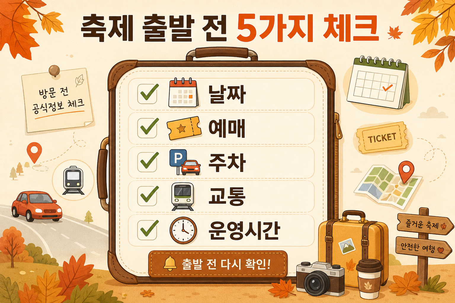 2026 전국 축제 방문 전 일정 예매 주차 교통 운영시간을 확인하는 체크리스트 이미지