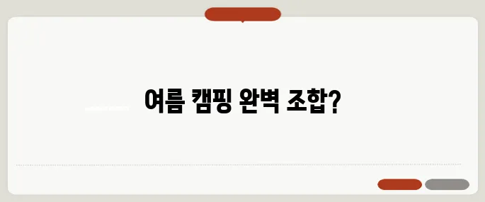 여름 캠핑, 대천해수욕장과 국민여가캠핑장의 조합