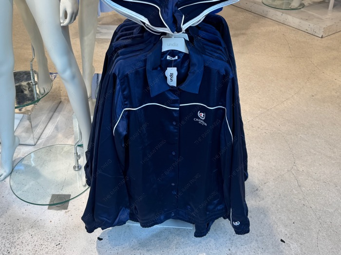 앙디즈 챔피온 네이비 새틴 트랙 재킷 Undiz Champion navy satin track jacket outerwear setup
