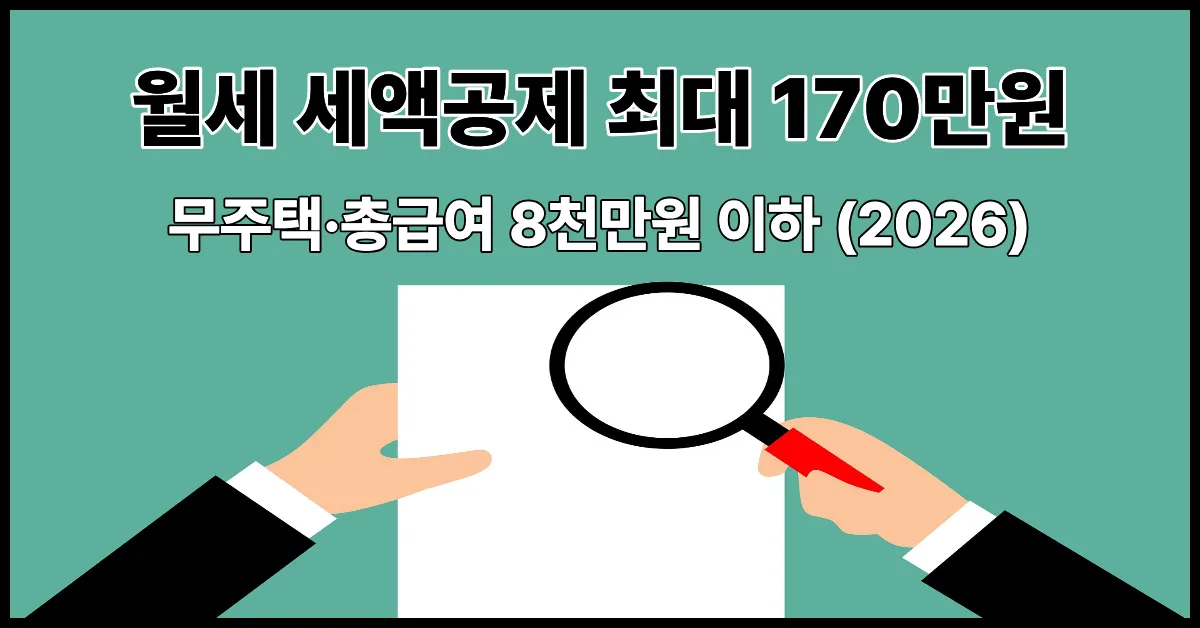 월세 세액공제 2026 대상 공제율 한도 최대 170만원 환급