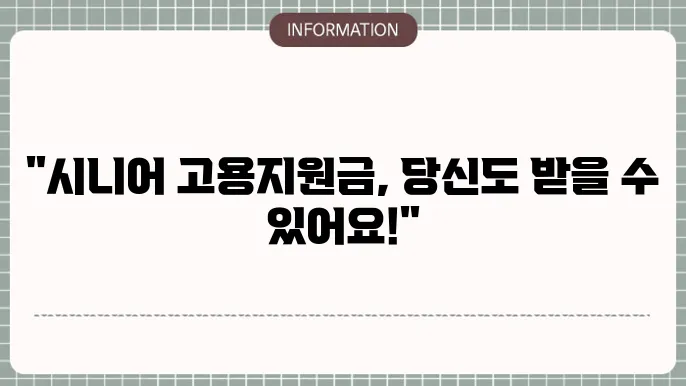 시니어 고용지원금 지원 대상과 주요 특성