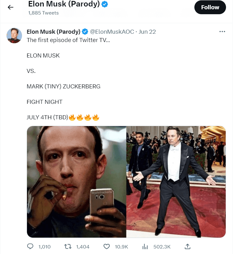 머스크 저커버그 결투 관련 트윗