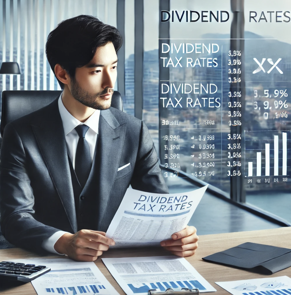 투자자가 배당세율을 분석하는 장면